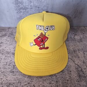 The Club Hat Cap Yellow & Red Snapback Used Adult Mesh R2 Trucker Hat